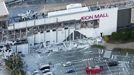 Aerial footage shows collapsed buildings after 6.8 magnitude Japan earthquake – video